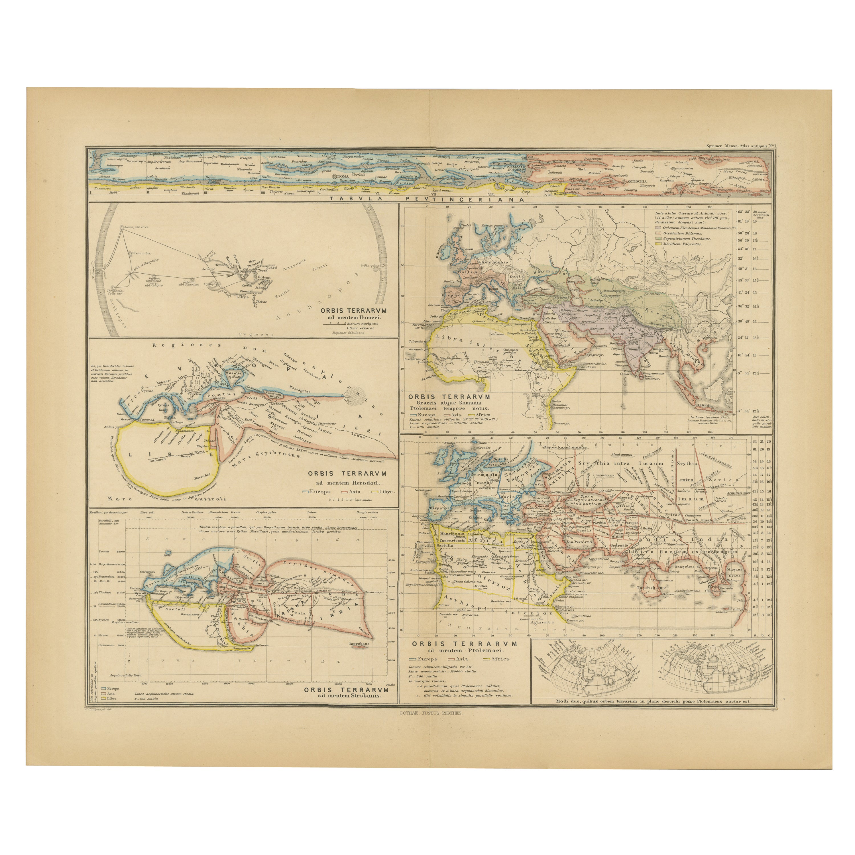Original Old Composite of Several Maps of the Ancient World on One Sheet, 1880 For Sale