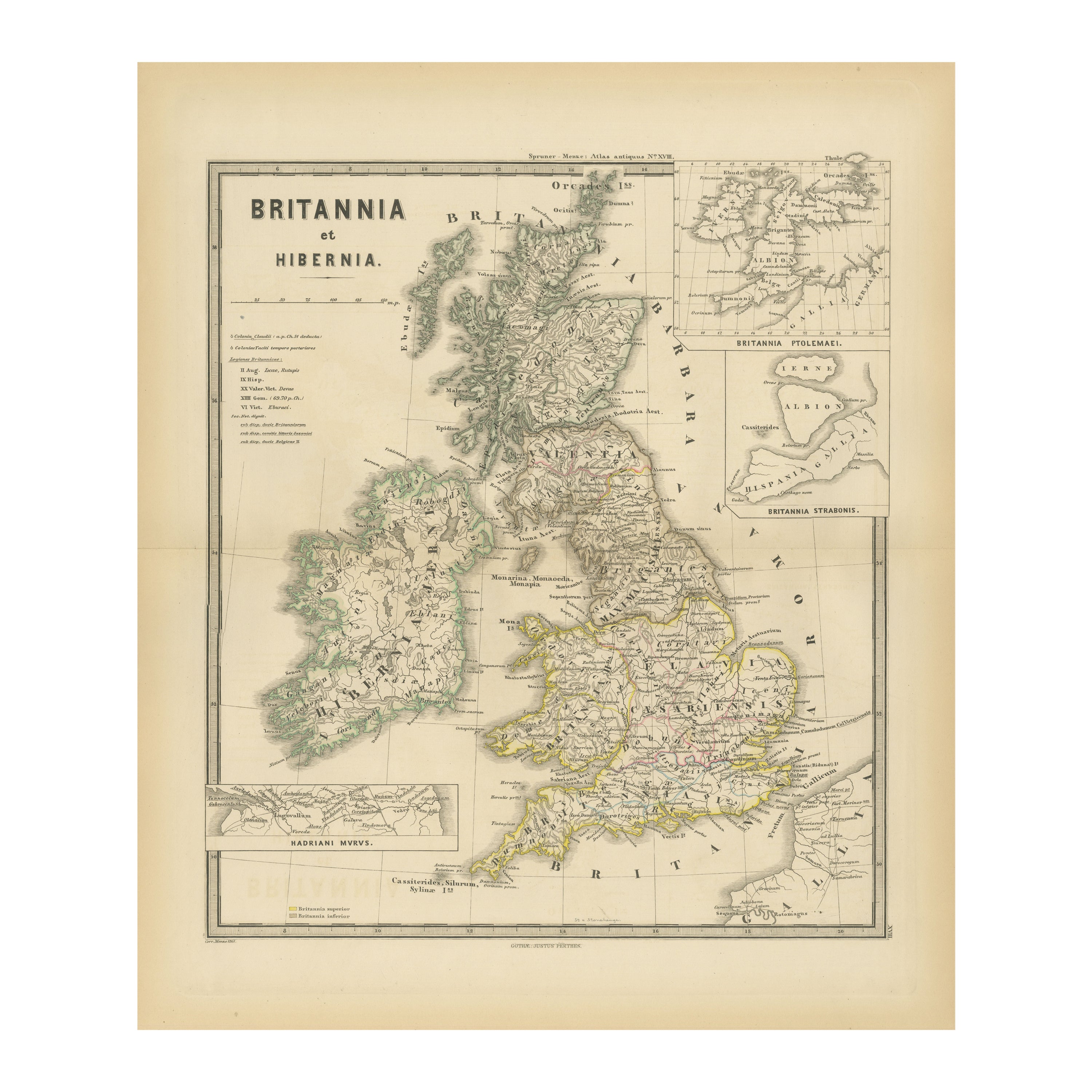 Ancienne cartographie de Britannia et de Hibernia, publiée en 1880