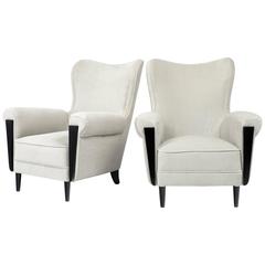 Pair of French Art Deco Wingback Armchairs
