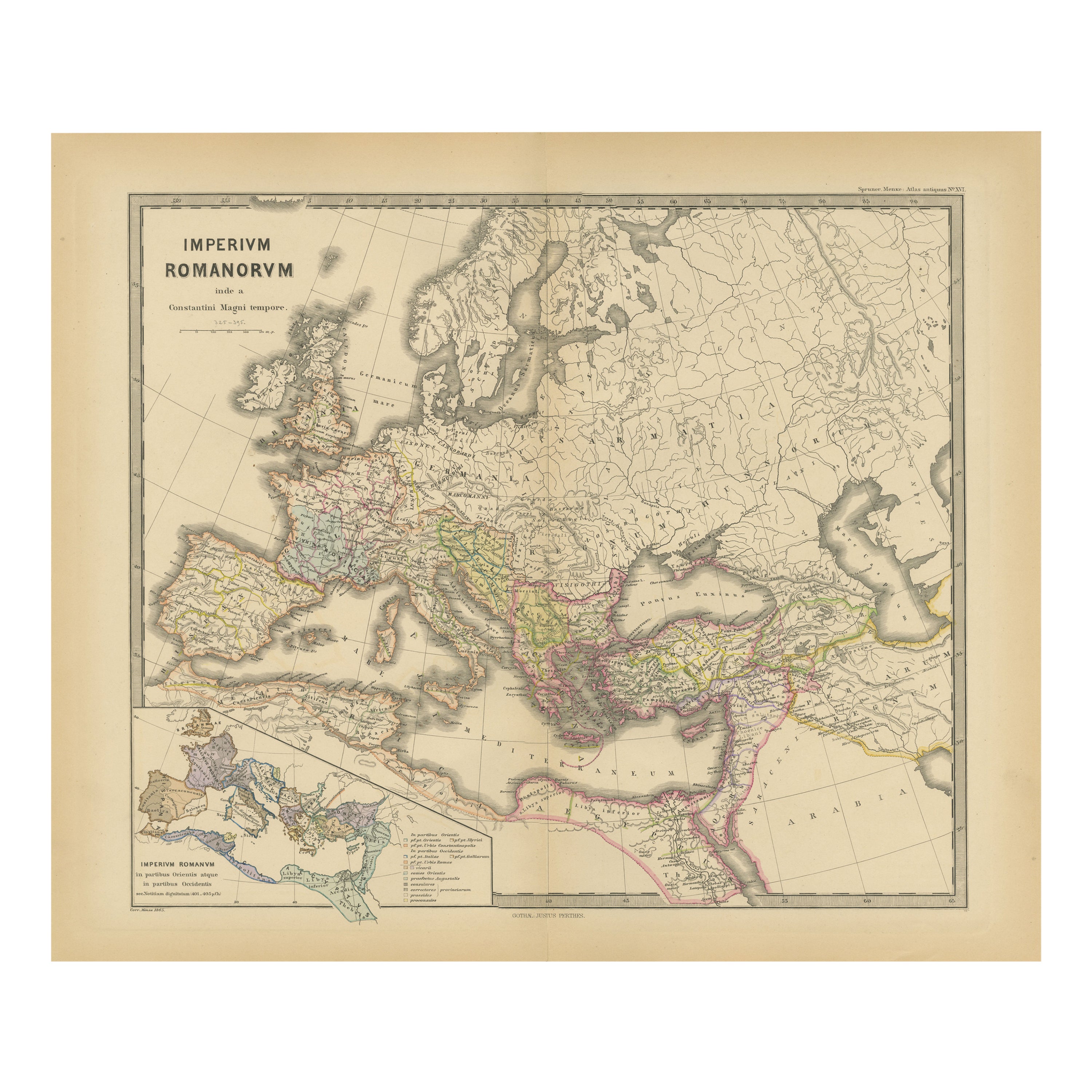 Old Map of Mediterranean Powers: Pompey to Actium (66-31 BC), Published in 1880  For Sale