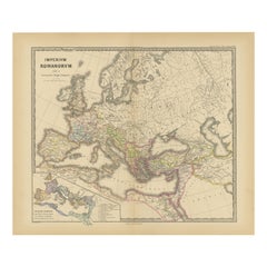 Antique Old Map of Mediterranean Powers: Pompey to Actium (66-31 BC), Published in 1880 