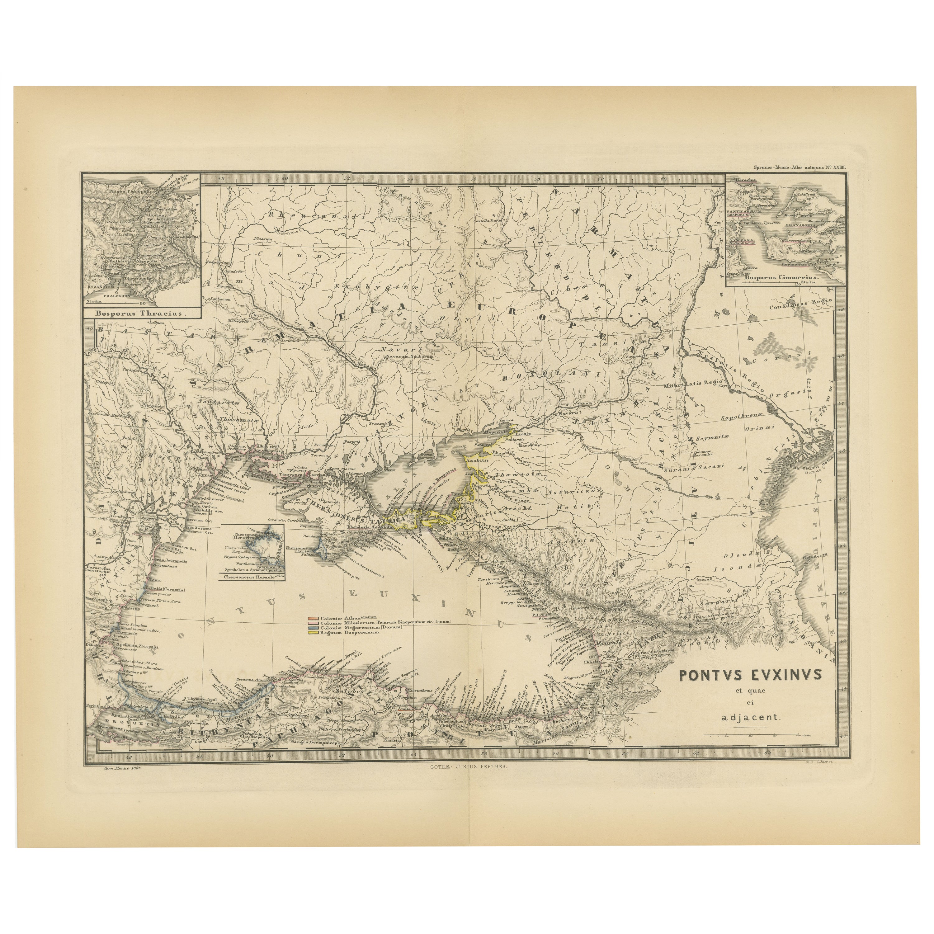 Black Sea in Antiquity: Pontus Euxinus Map, Published in 1880 For Sale