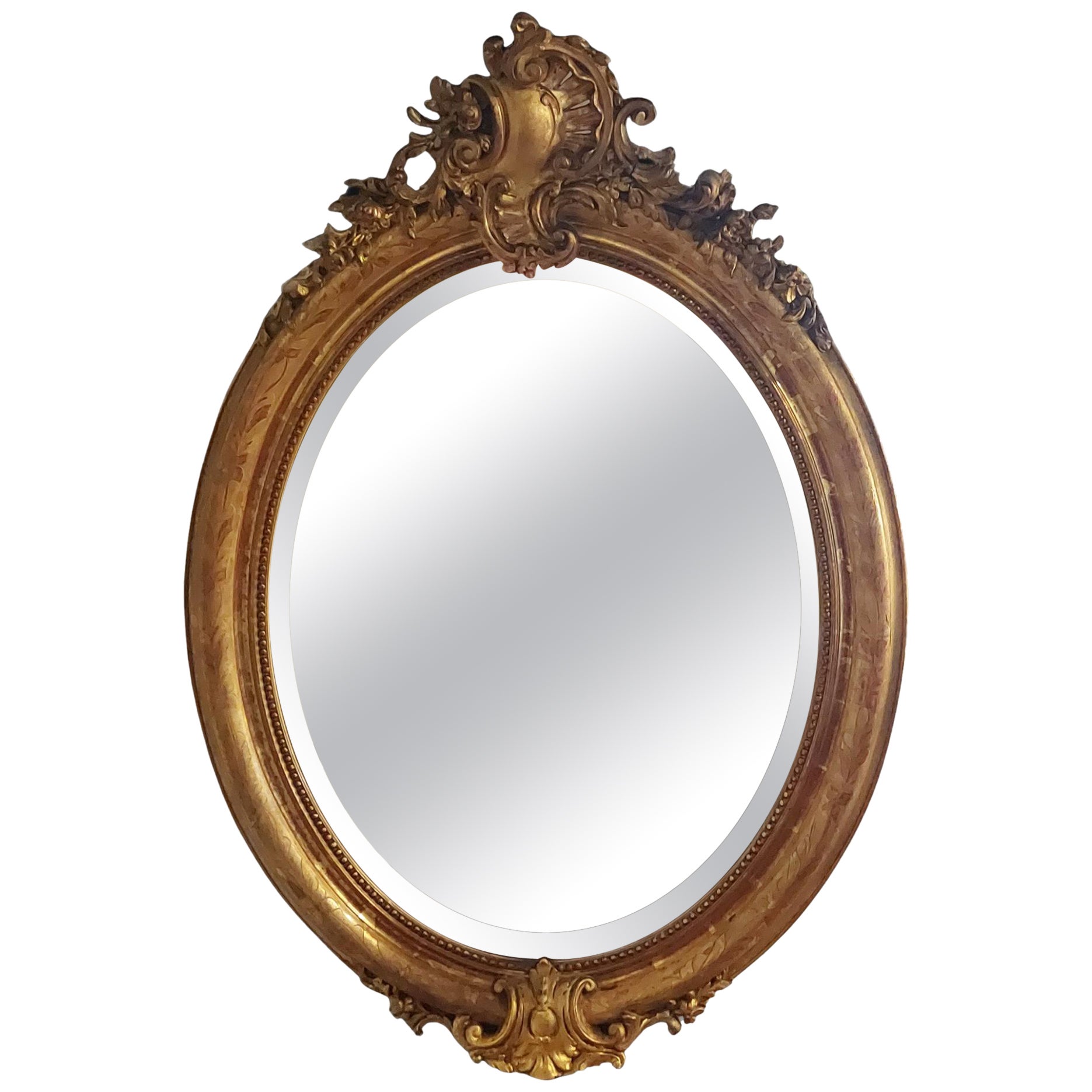 Victorian Gilt-Framed Rococo Style Mirror 