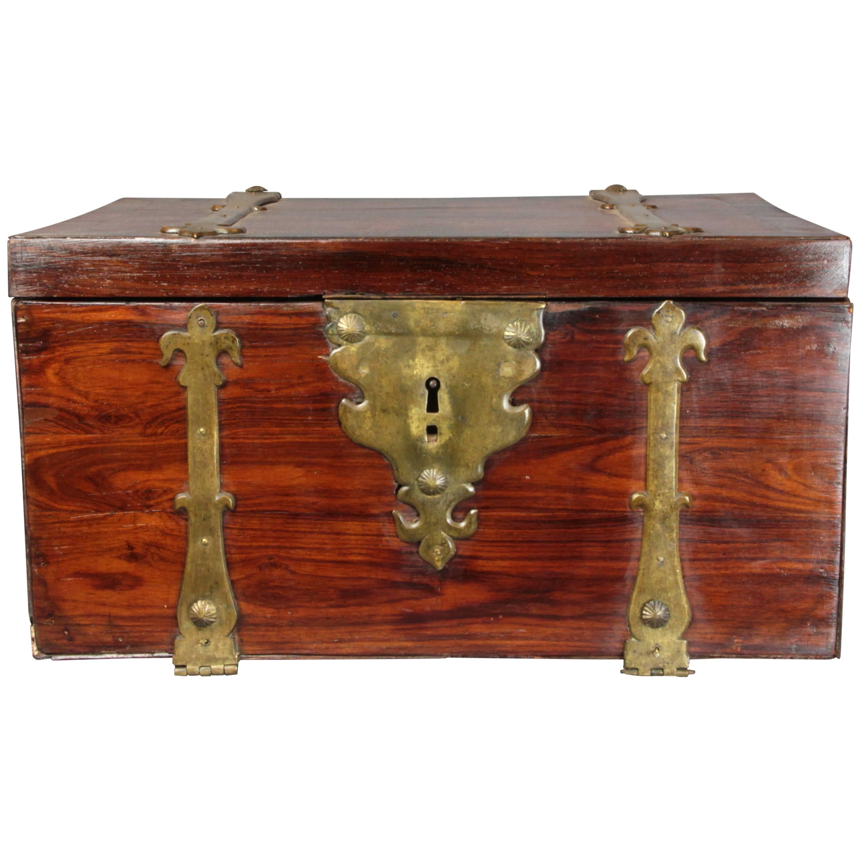 Small 19th Century Wooden Chest For Sale