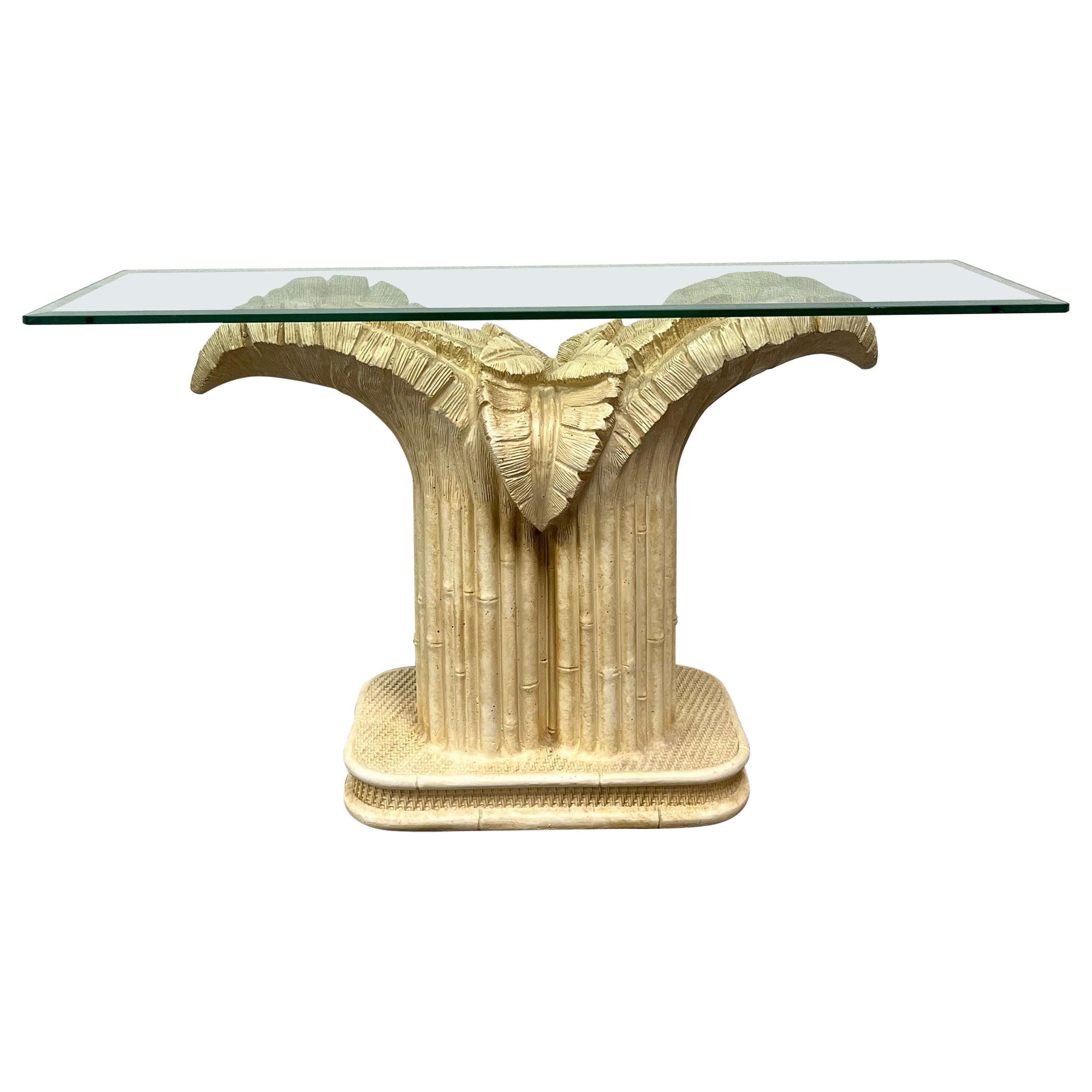 Sculptural Palm Leaf Console Table after Serge Roche & Dorothy Draper For Sale
