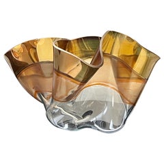 Retro Monumental Glass Handkerchief Art Glass Sculpture by L Fyfe  