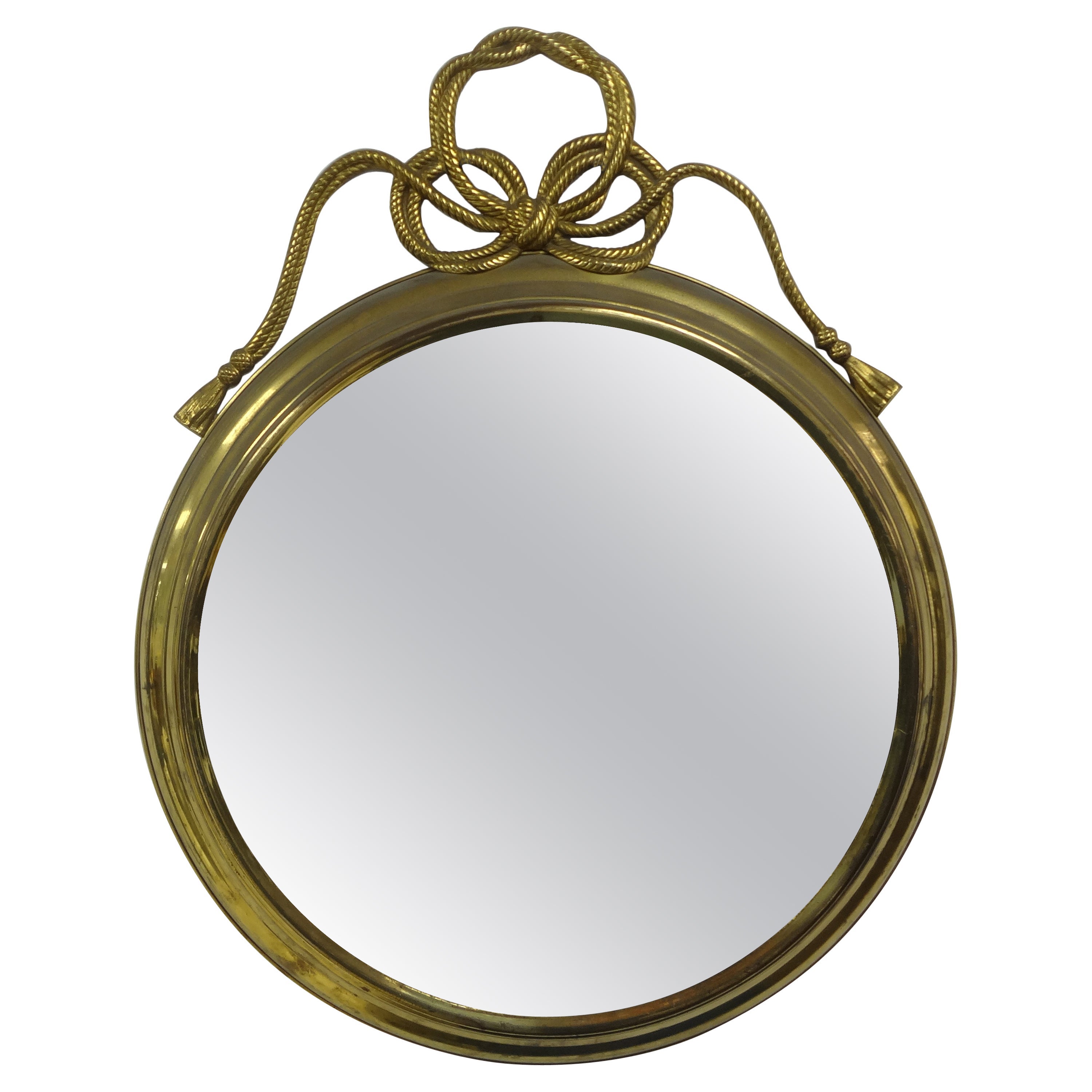 Italian Modern Brass Mirror With Bow For Sale