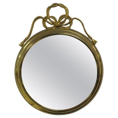 Vintage Italian Modern Brass Mirror With Bow