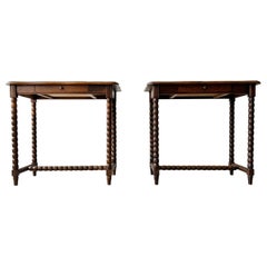 Early 20th Century Pair of French Bobbin Side Tables
