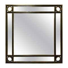 Specchio quadrato in ferro d'epoca della metà del secolo scorso