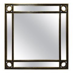 Vintage Italian Mid Century Square Iron Mirror