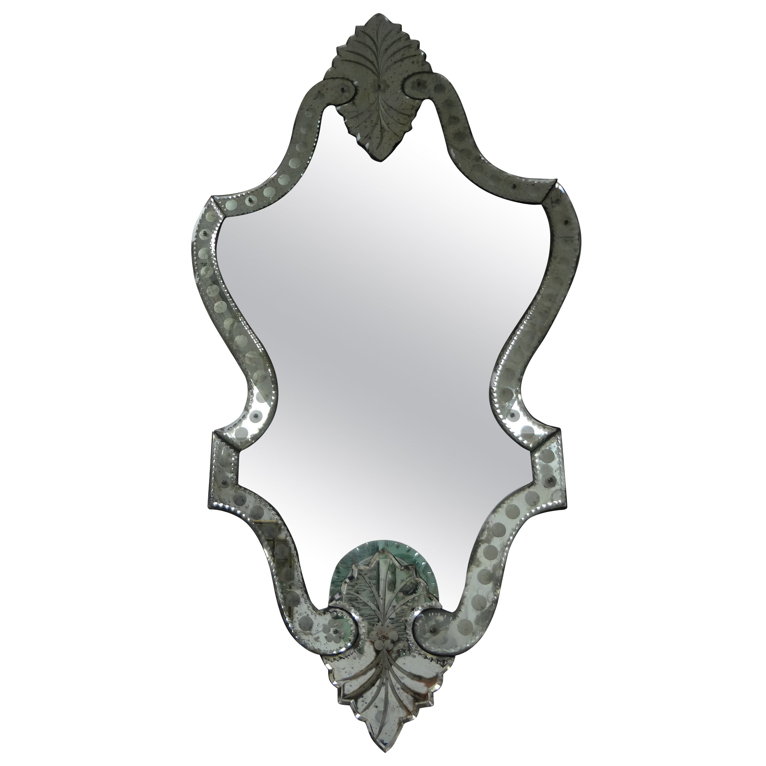 Miroir vénitien vintage gravé