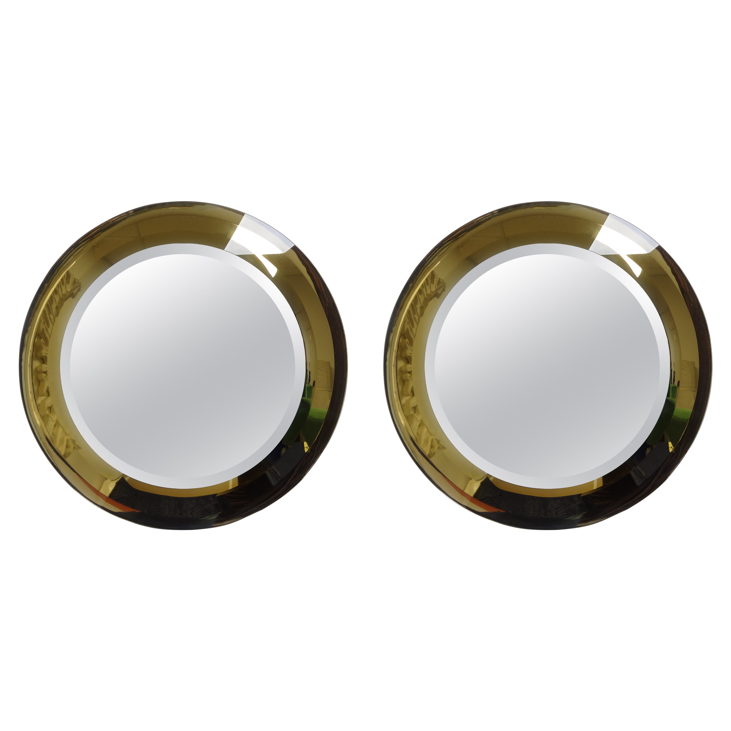 Pair Of Italian Max Ingrand For Fontana Arte Attributed Beveled Mirrors For Sale