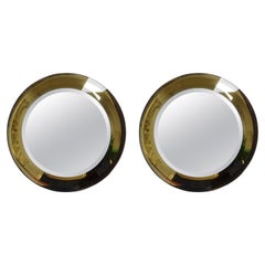 Used Pair Of Italian Max Ingrand For Fontana Arte Attributed Beveled Mirrors