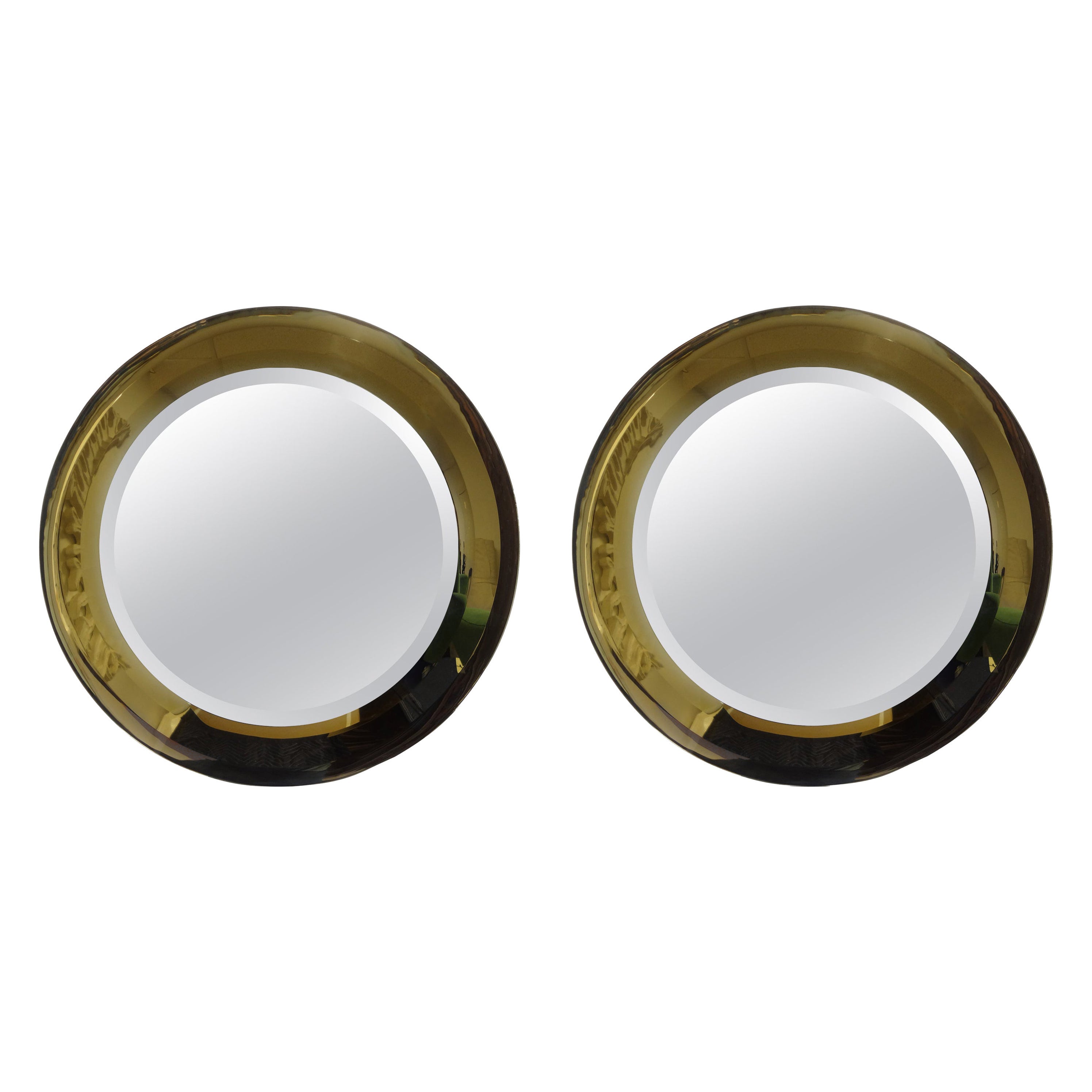 Pair Of Italian Fontana Arte Attributed Beveled Mirrors