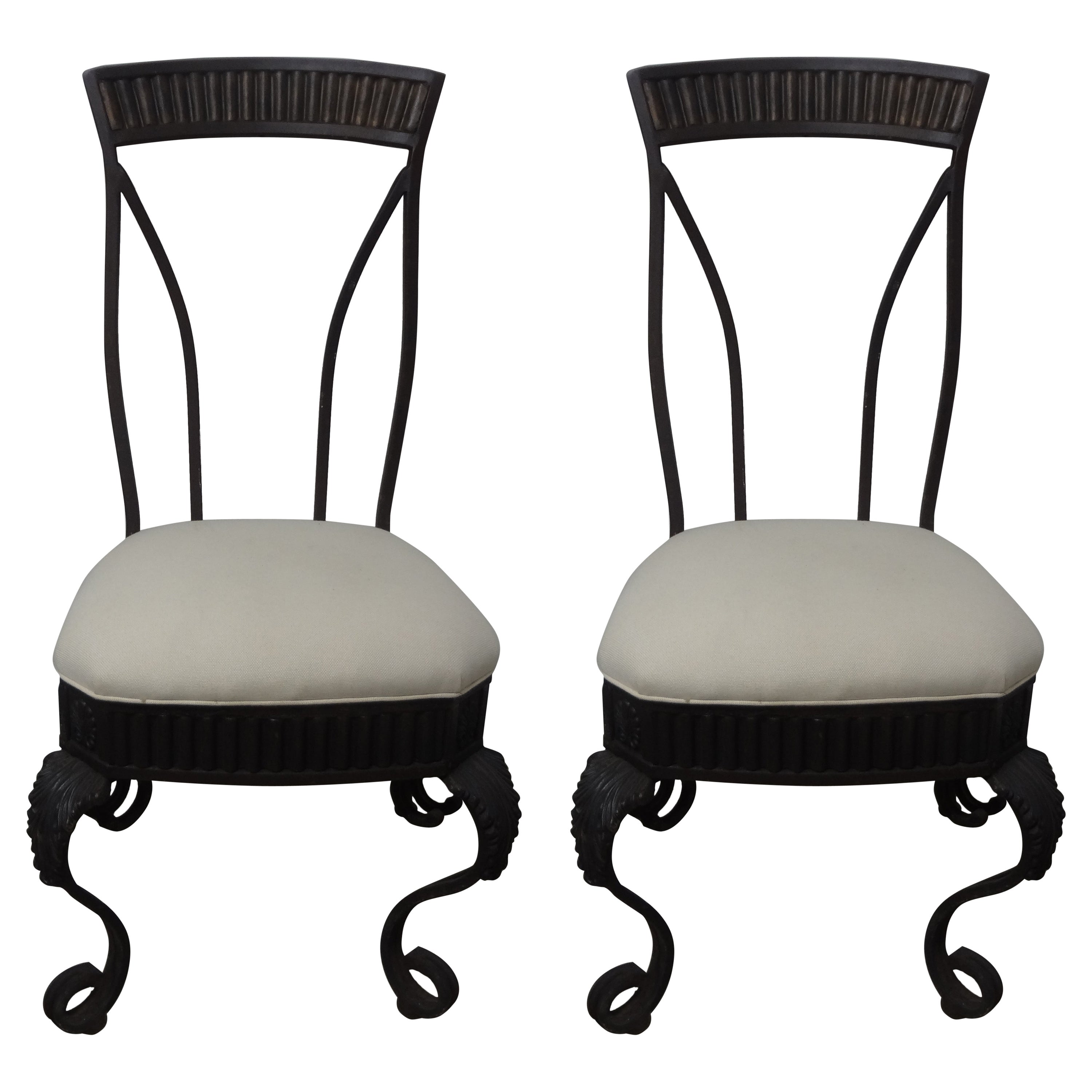 Pair Of Italian Wrought Iron Garden Chairs For Sale