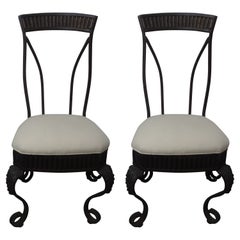 Vintage Pair Of Italian Wrought Iron Garden Chairs