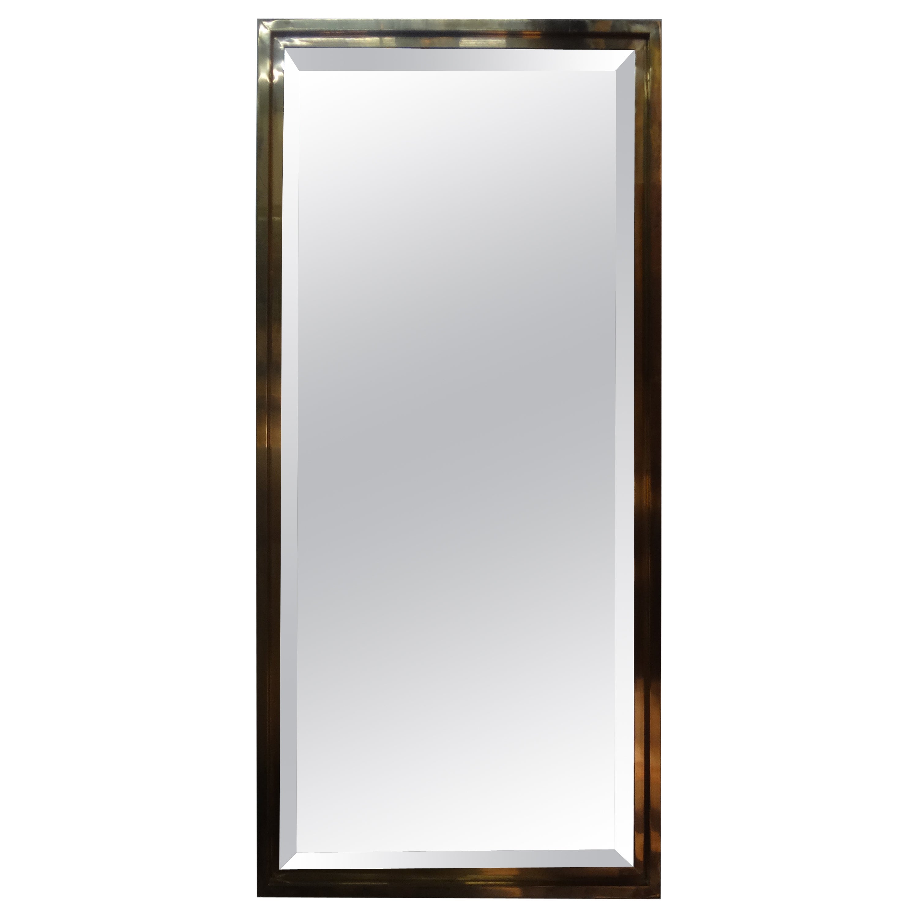 Italian Modern Brass Beveled Mirror For Sale