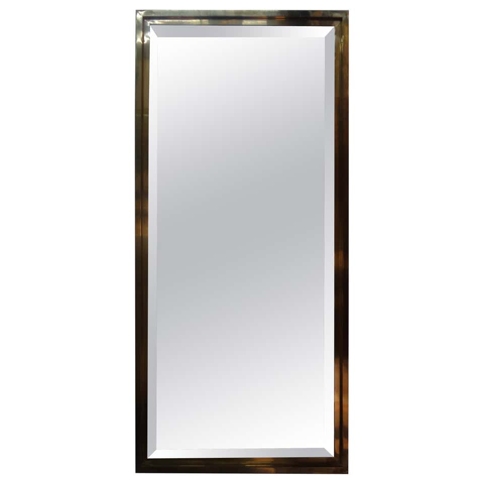 Italian Modern Gio Ponti Inspired Brass Mirror For Sale at 1stDibs