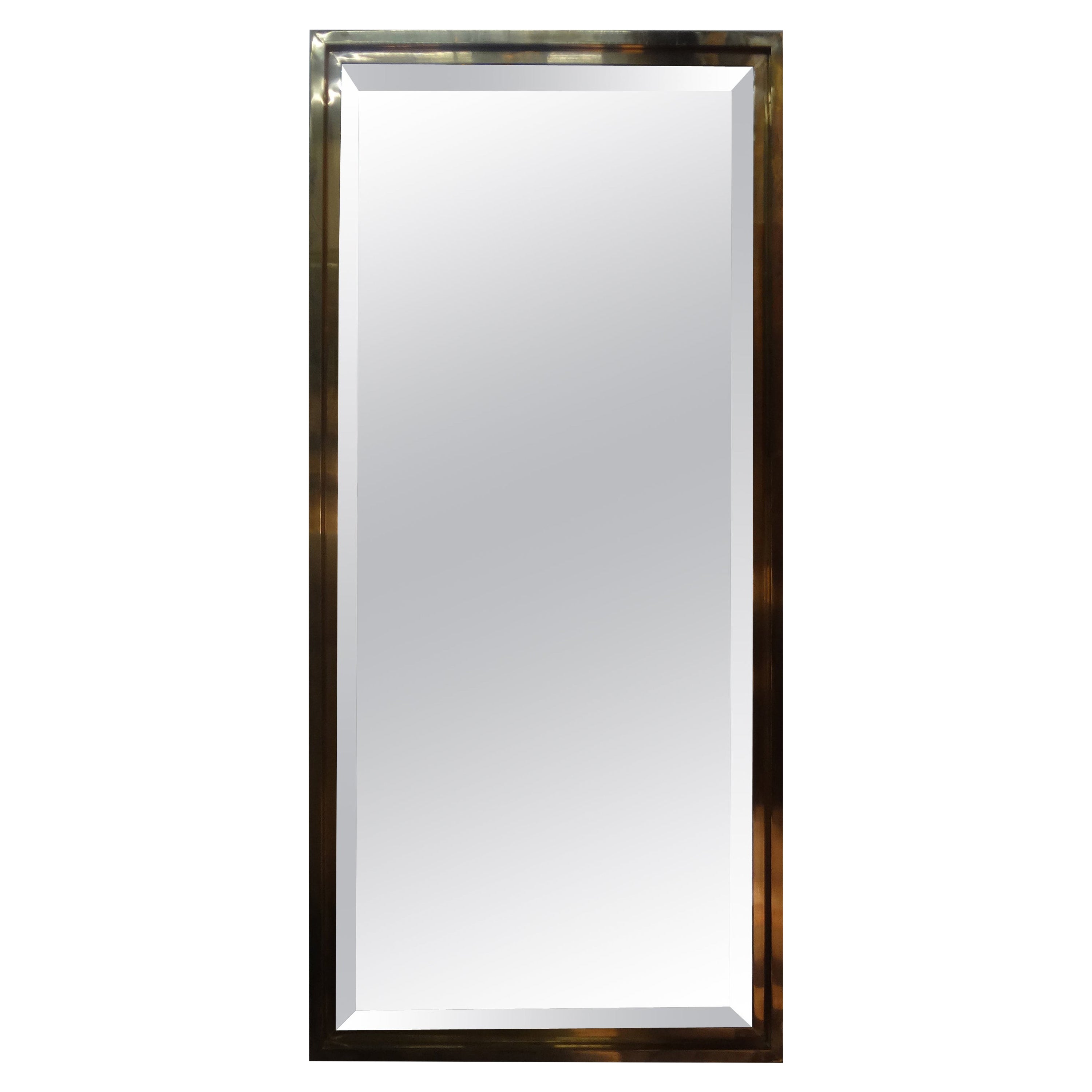 Italian Modern Brass Beveled Mirror
