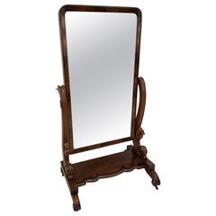  Large Antique Victorian Quality Mahogany Cheval Mirror 