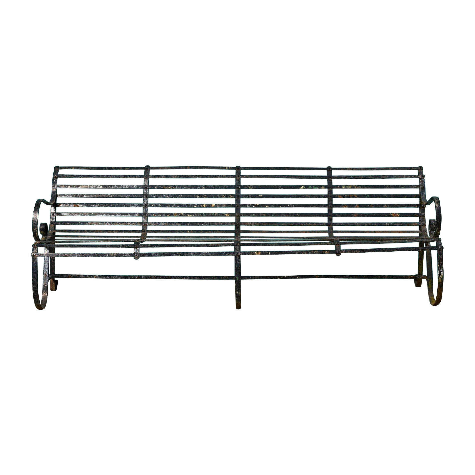 Antique Victorian Four Seater Wrought Iron Garden Bench For Sale