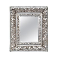 Small Antique French Silvered & Patinated Mirror, circa 1900