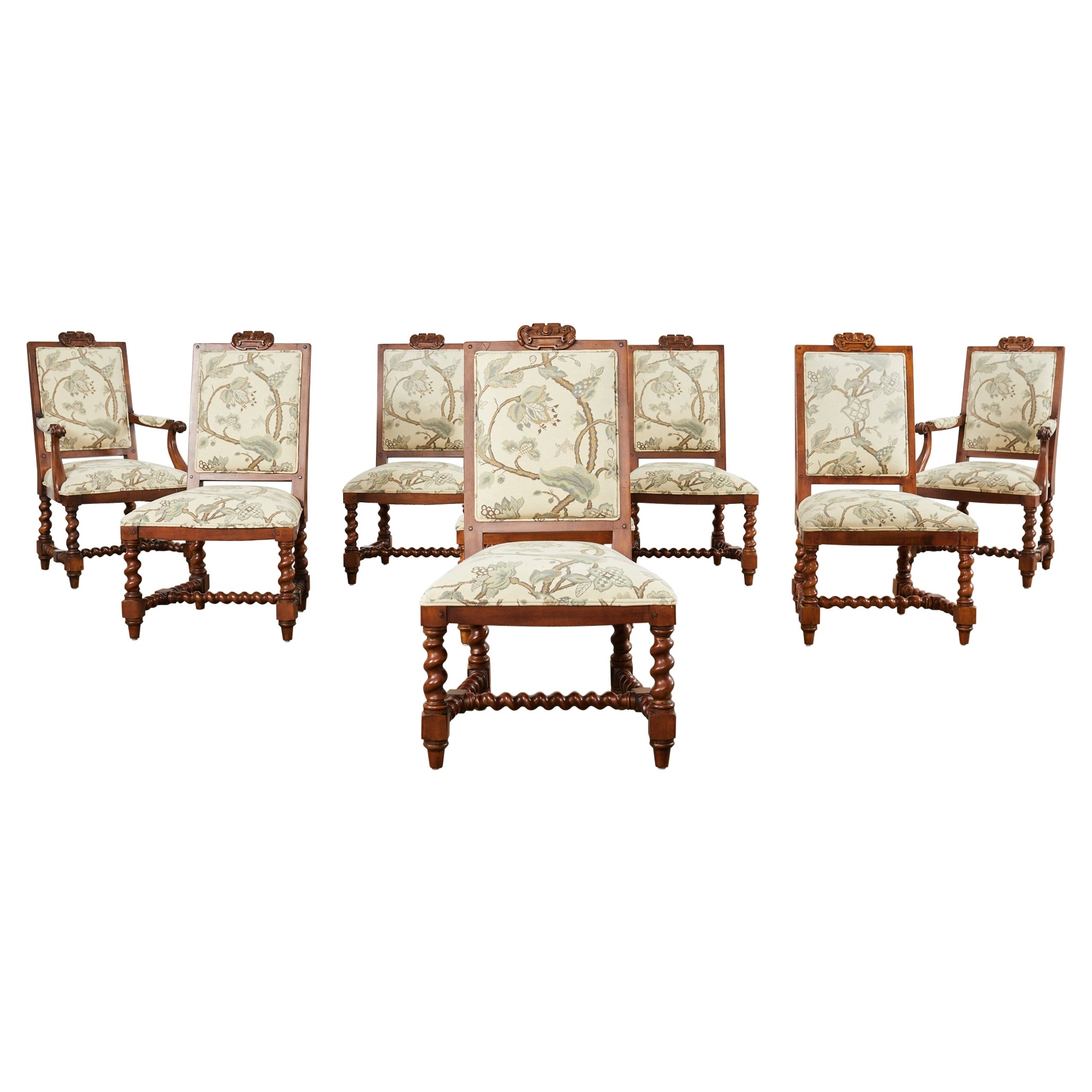 Set of Eight Ralph Lauren Barley Twist Dining Chairs 