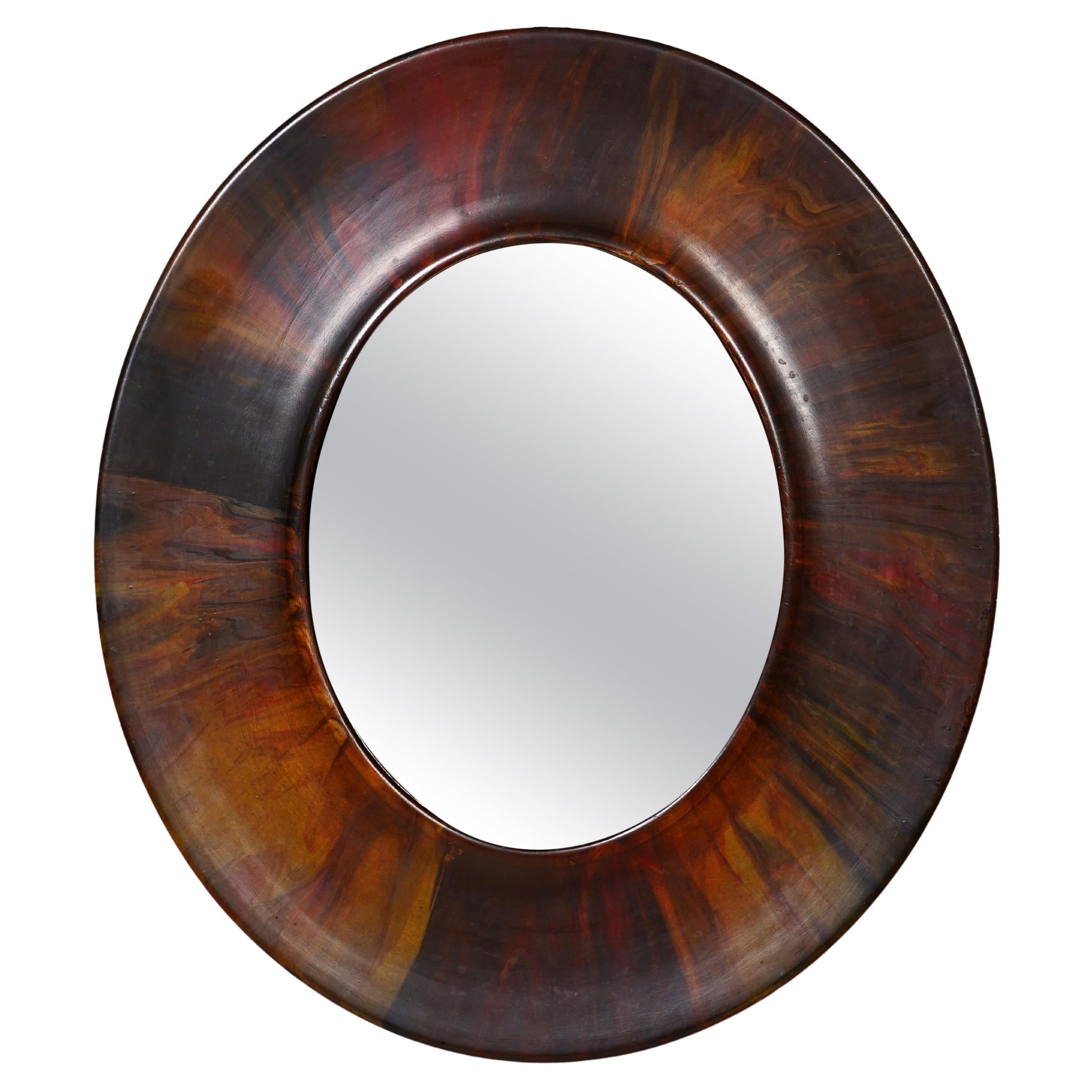 Antique miroir ovale à cadre peint coloré en vente