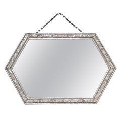 Small French Octagonal Vintage Silvered Mirror Art Nouveau Style, circa 1900