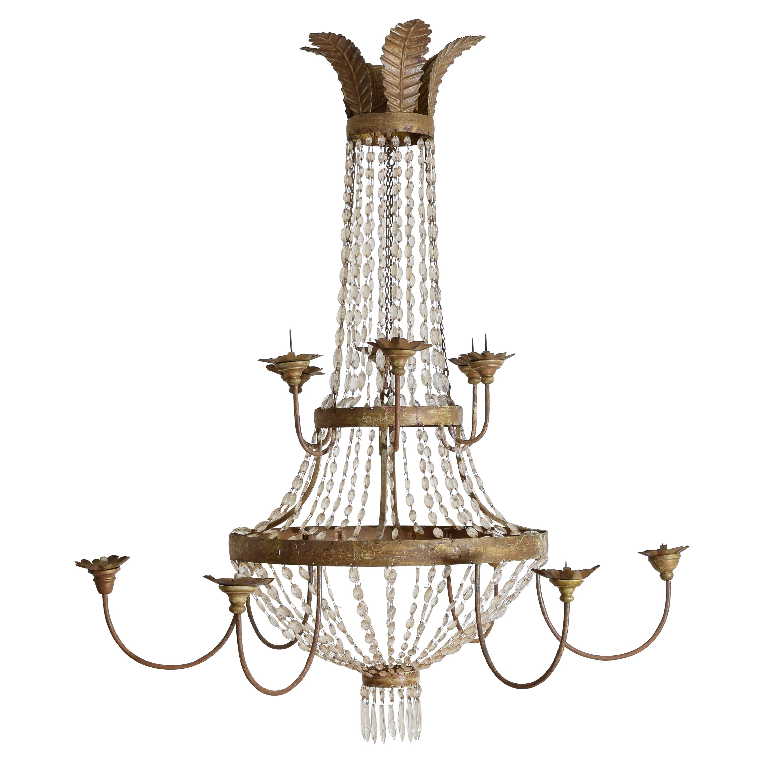 Italian, Lucca, Empire Period Silver Gilt / Mecca 12-light Chandelier