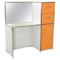 Vintage USM Haller Inspired Orange, White and Chrome Vanity Dressing Station by Bosse