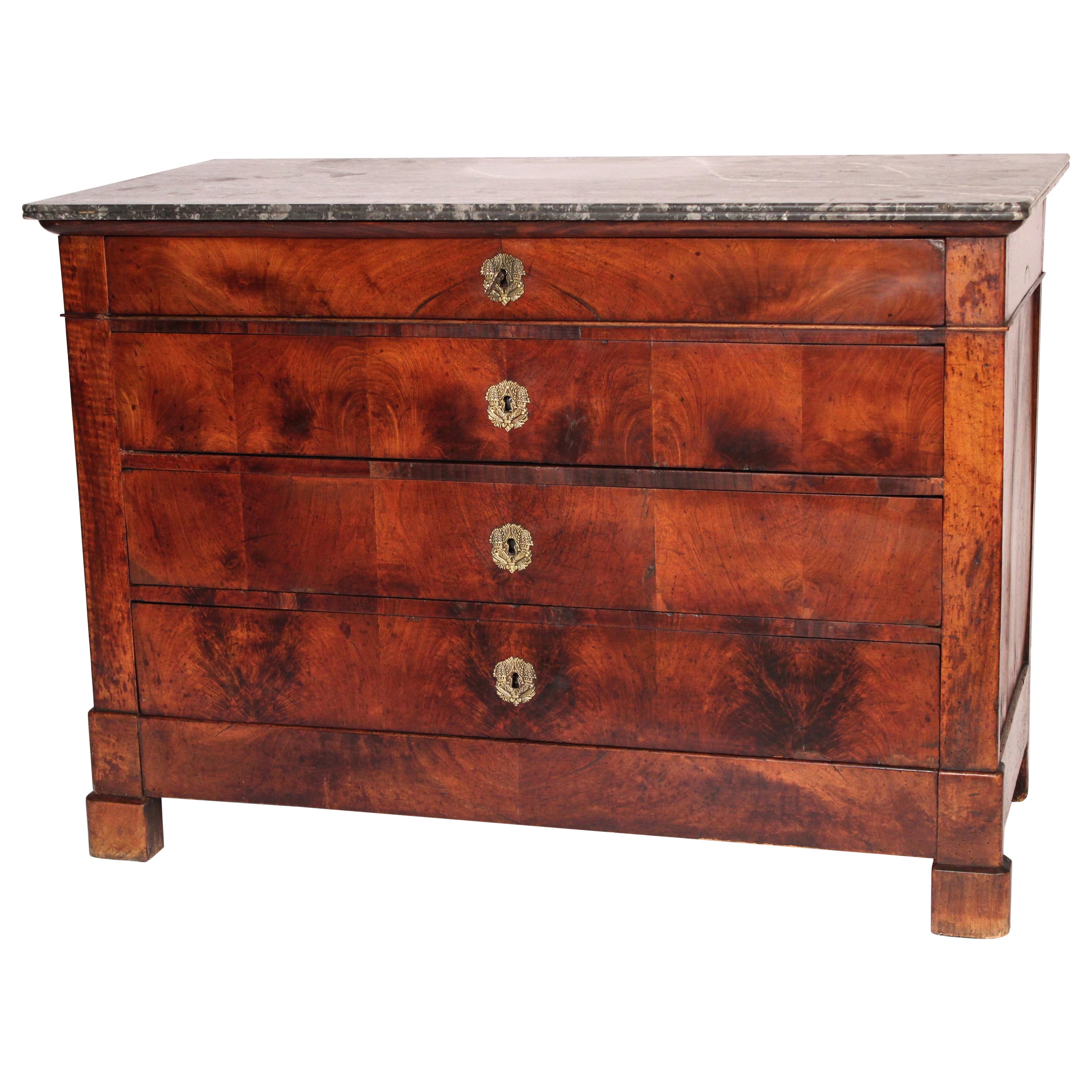 Louis Philippe Mahogany Marble top Chest of Drawers For Sale