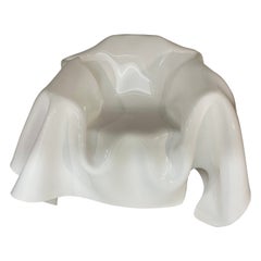 Post Modern White Acrylic Lucite Trompe L'oeil Handkerchief Chair, Italy, 1980s