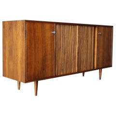 Milo Baughman Walnut Tambour Door Credenza for Glenn of California, c.1960