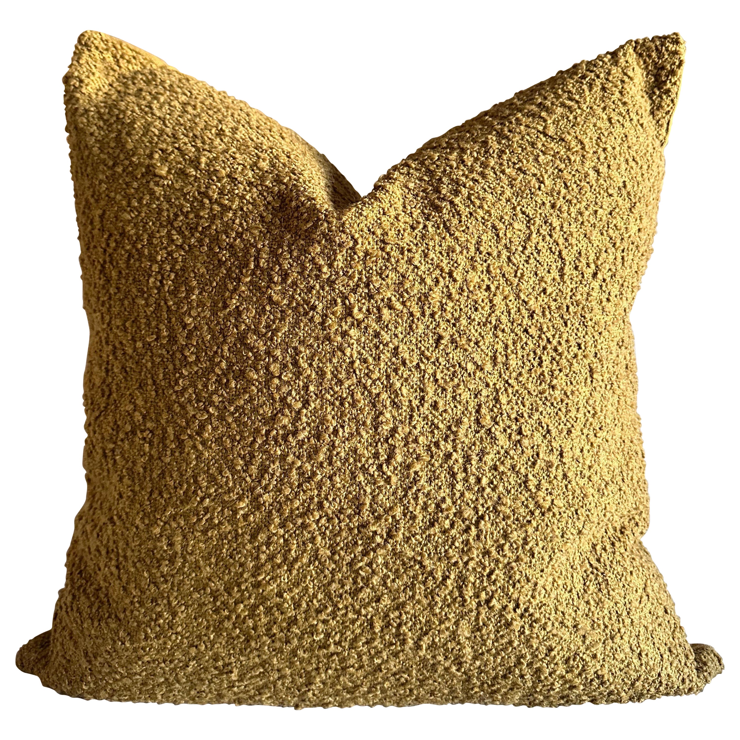 Coussin d'appoint en lin et bouclette de laine française Ocre