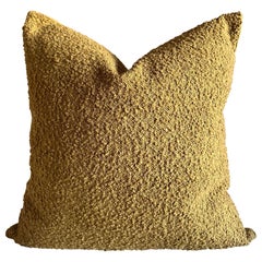 French Wooly Boucle and Linen Accent Pillow Ocre