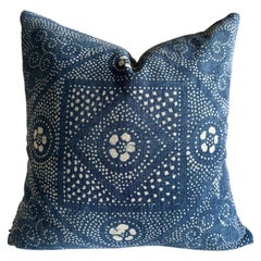  Pillow Made from Vintage Japanese Boro Blue and White Fabric