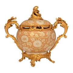 French 19th Century Louis XV St. Chinese Export Porcelain And Ormolu Lidded Urn