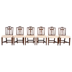 Vintage French Regency Louis XVI Carved Mahogany Dining Chairs, Set of Six