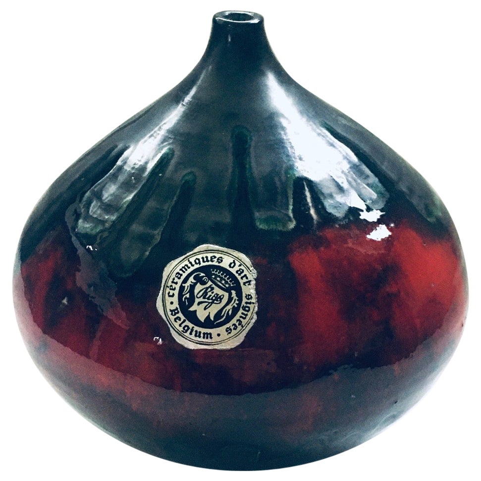 Vintage Céramiques d'Art Signées Ceramic Art Vase, Rigo Belgium 1960's For Sale