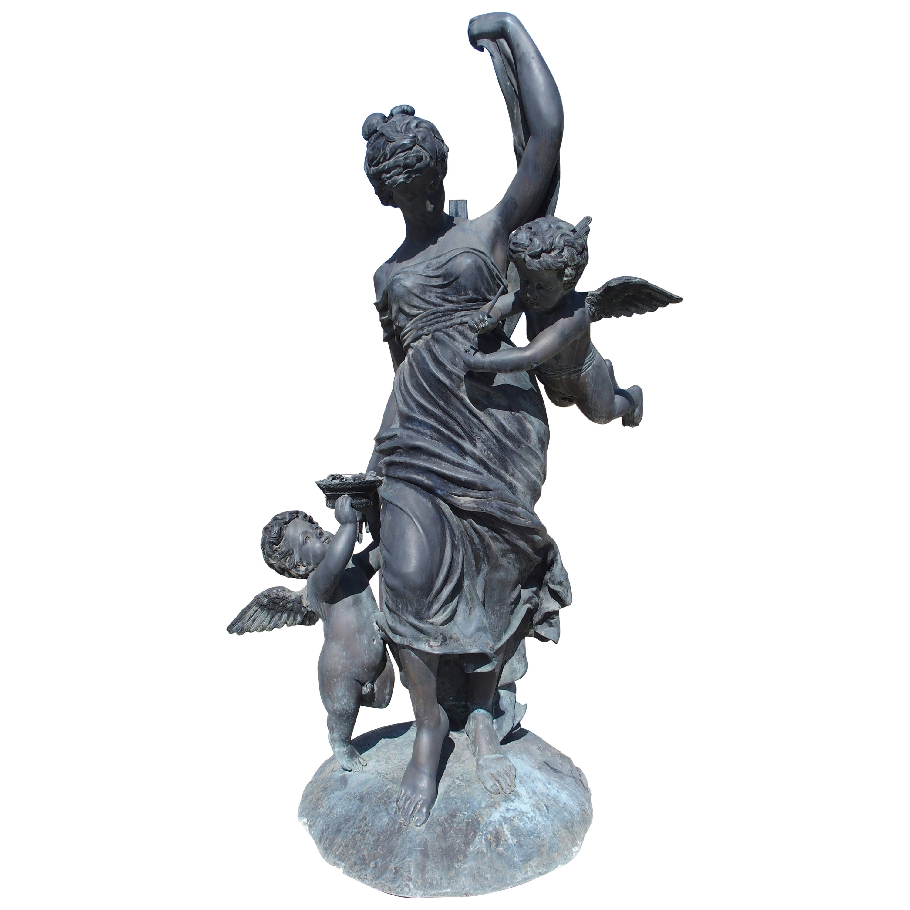 Monumental French Cast Sculpture of L'Amour, after Louis Auguste Moreau, H-88.75