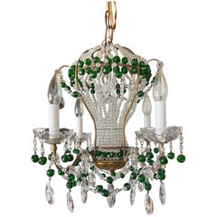 Antique Maison Bagues Attributed Hollywood Regency Beaded Hot Air Balloon Chandelier
