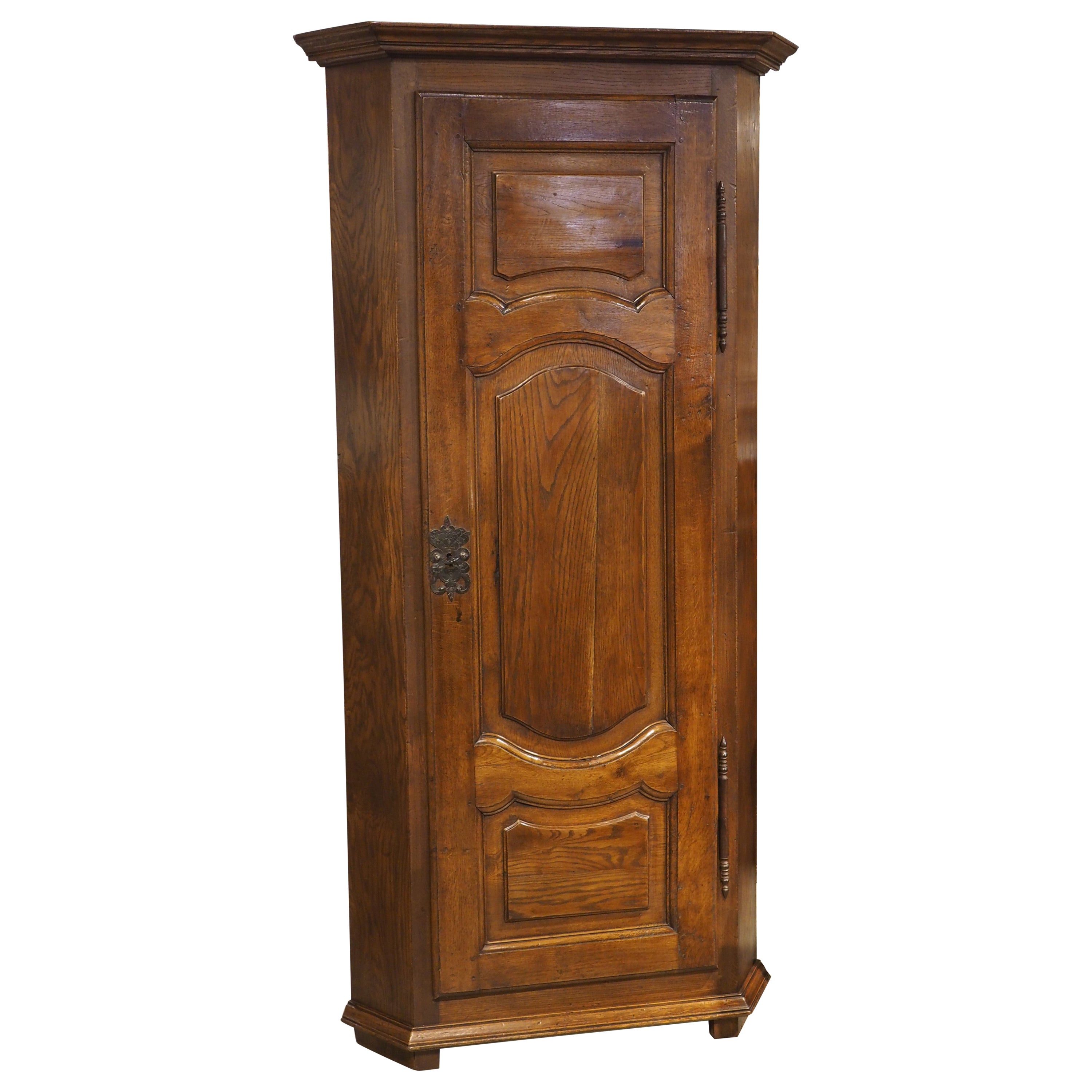 Antique French Carved Oak Corner Cabinet, Circa 1885 For Sale