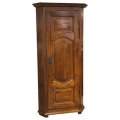 Antique French Carved Oak Corner Cabinet, Circa 1885
