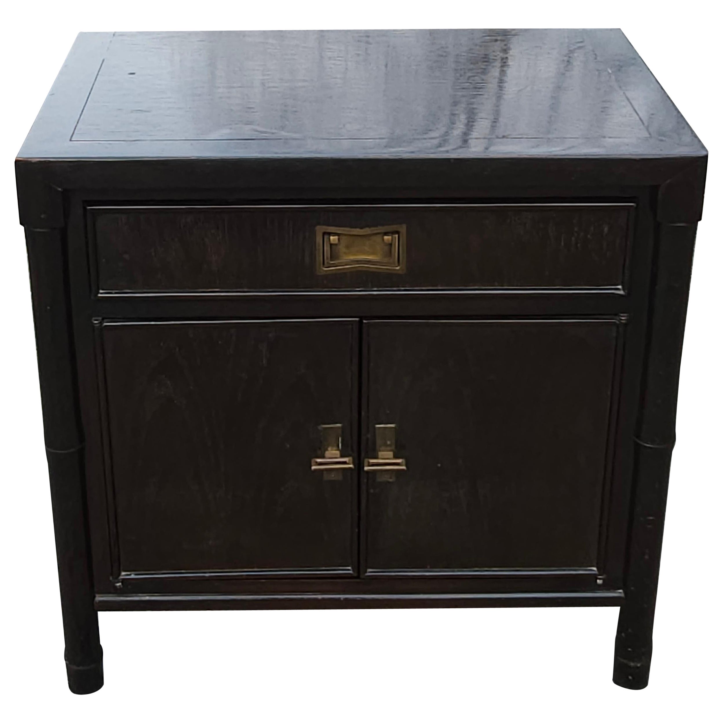 20th C. Century Furniture Chin Hua Collection Ebonized Mahogany Bedside Table 