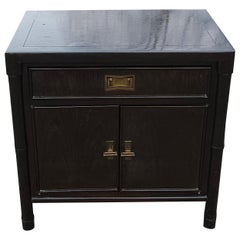 Vintage 20th C. Century Furniture Chin Hua Collection Ebonized Mahogany Bedside Table 