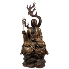 Chinesische sitzende Buddha-Figur aus Bronze