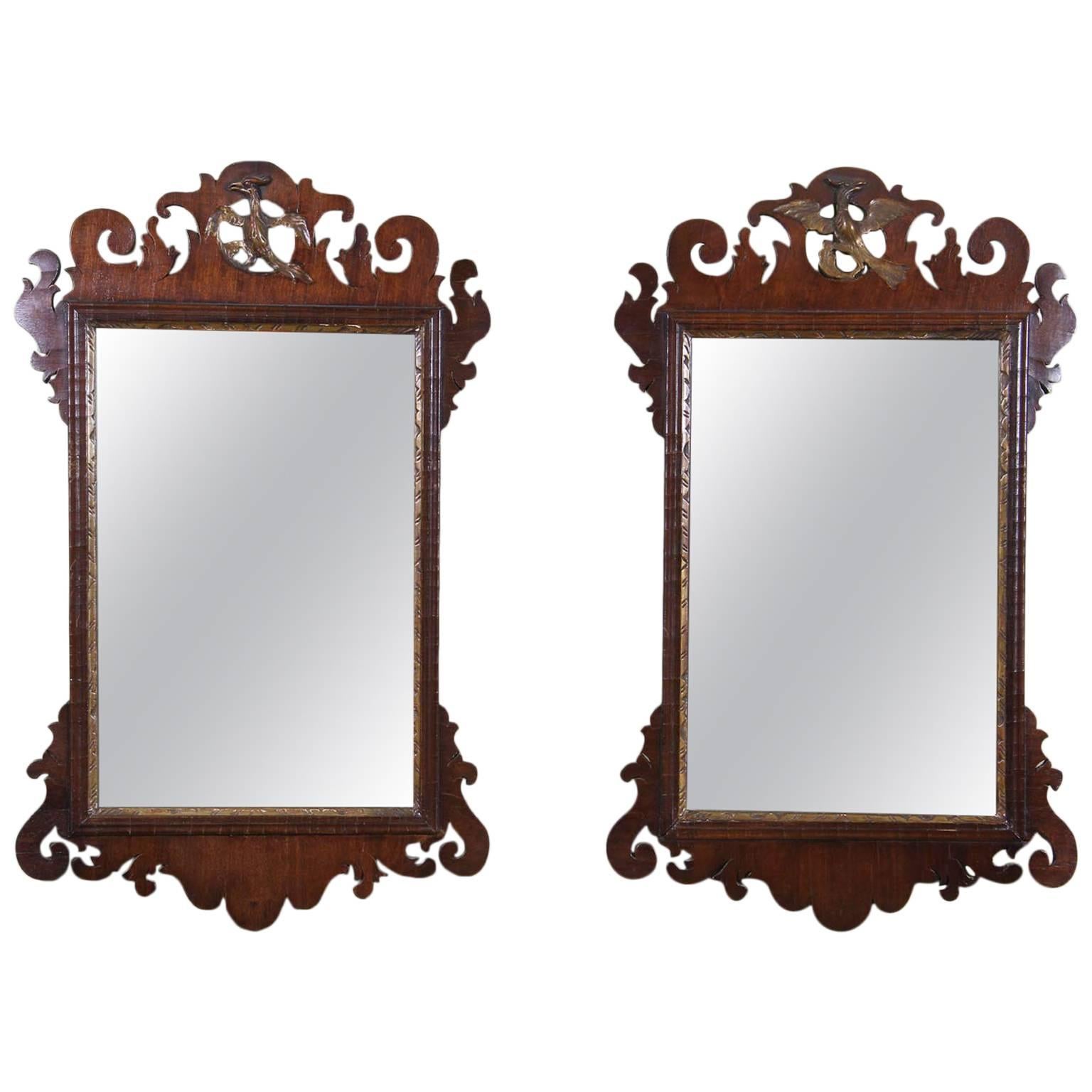 Pair of Chippendale Mahogany and Giltwood Mirrors