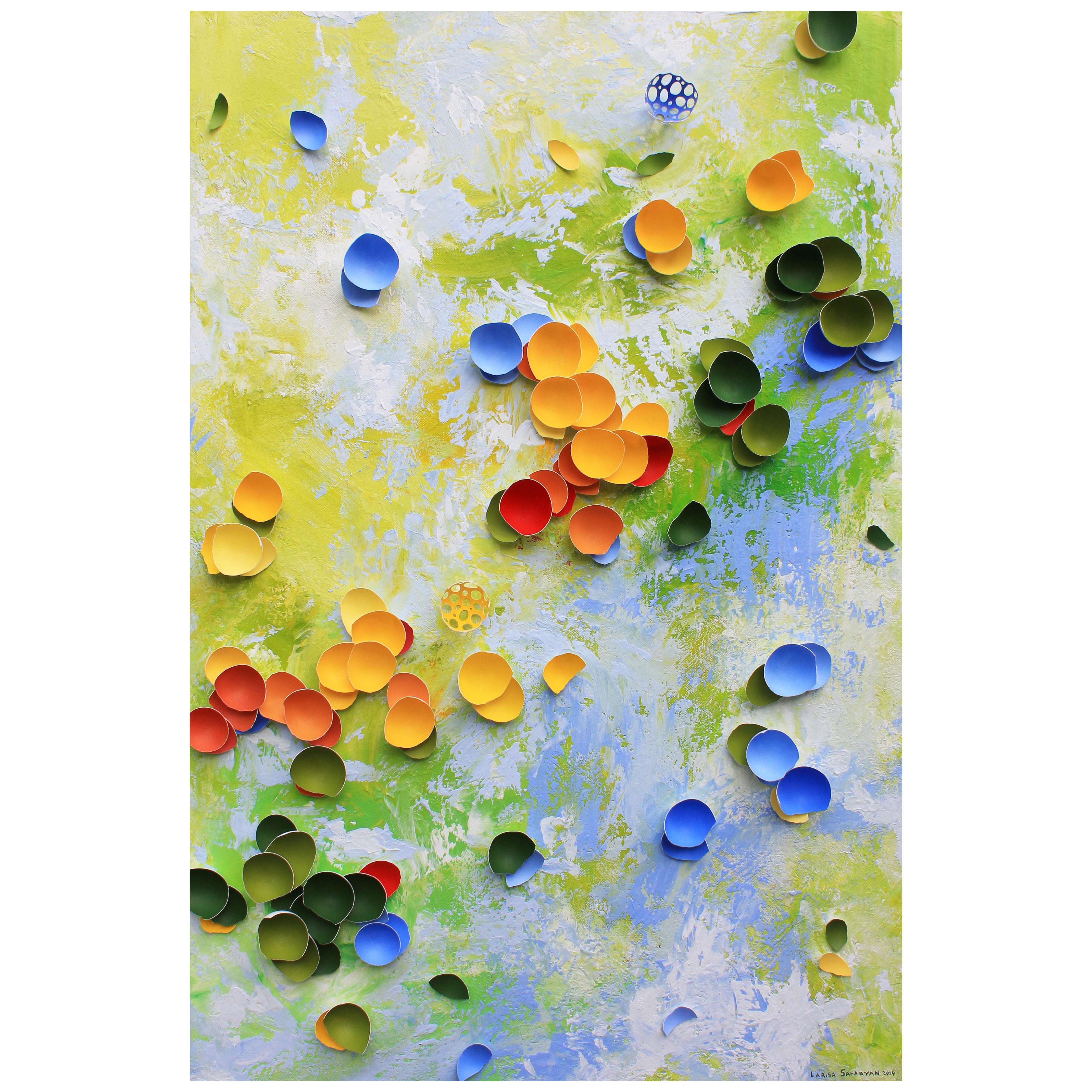 Eternal Spring by Larisa Safaryan  Acrylic paint and eggshells on canvas For Sale